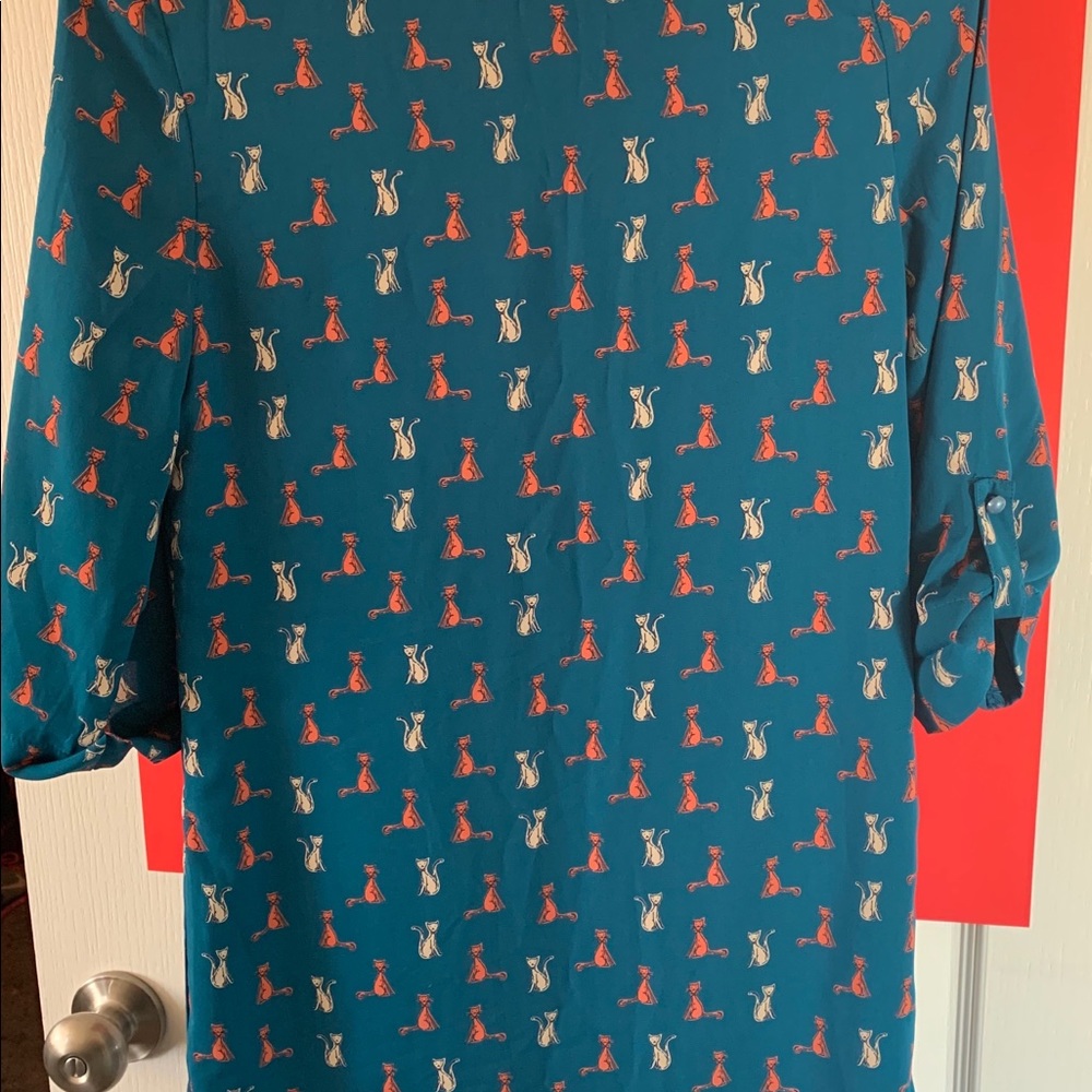 Cute Knee Length Dress with Cats - Picture 3 of 6